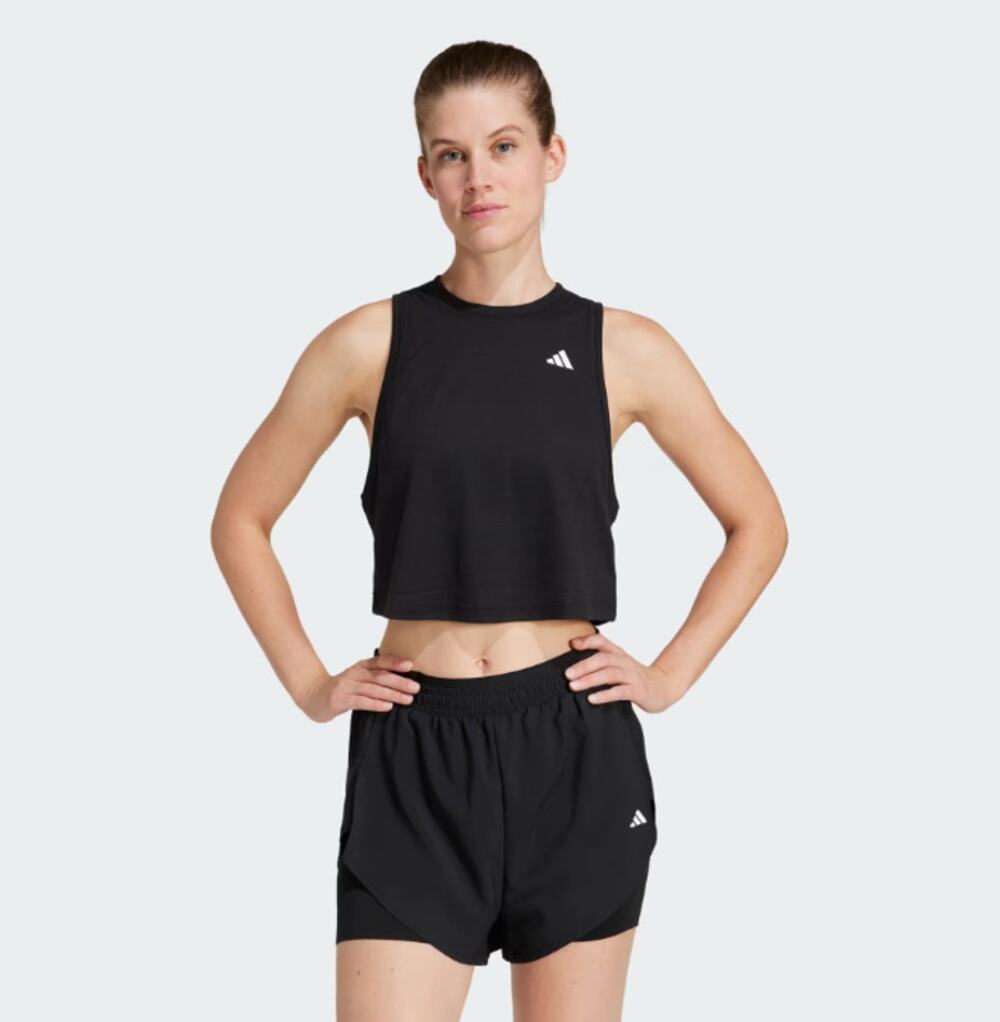 ADIDAS Womens Train Essentials Boxy Workout Tank Top Medium Black White NWT
